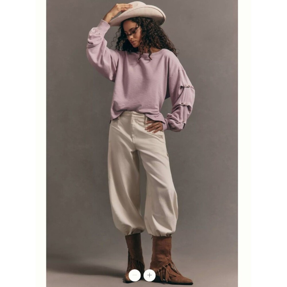 Adorable Pilcro Lilac Button-Sleeve Sweatshirt